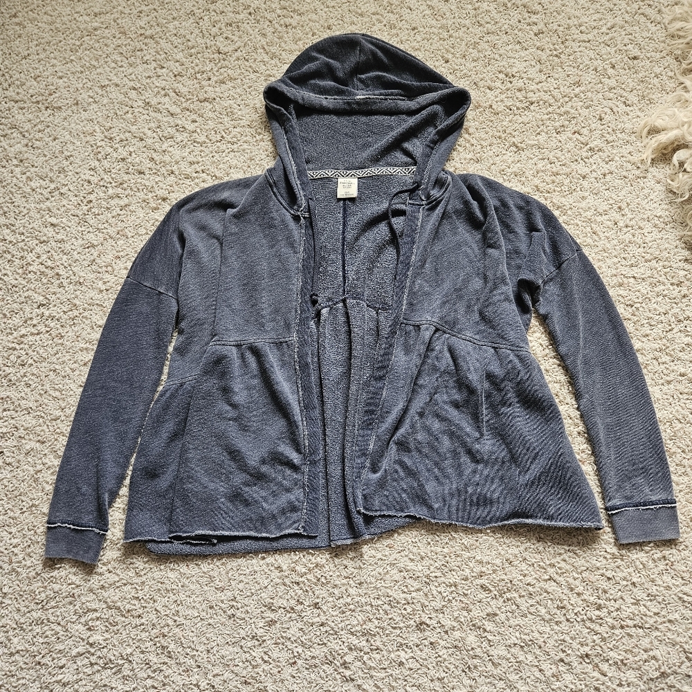 Abercrombie and Fitch gray blue open front sweatshirt hooded cardigan